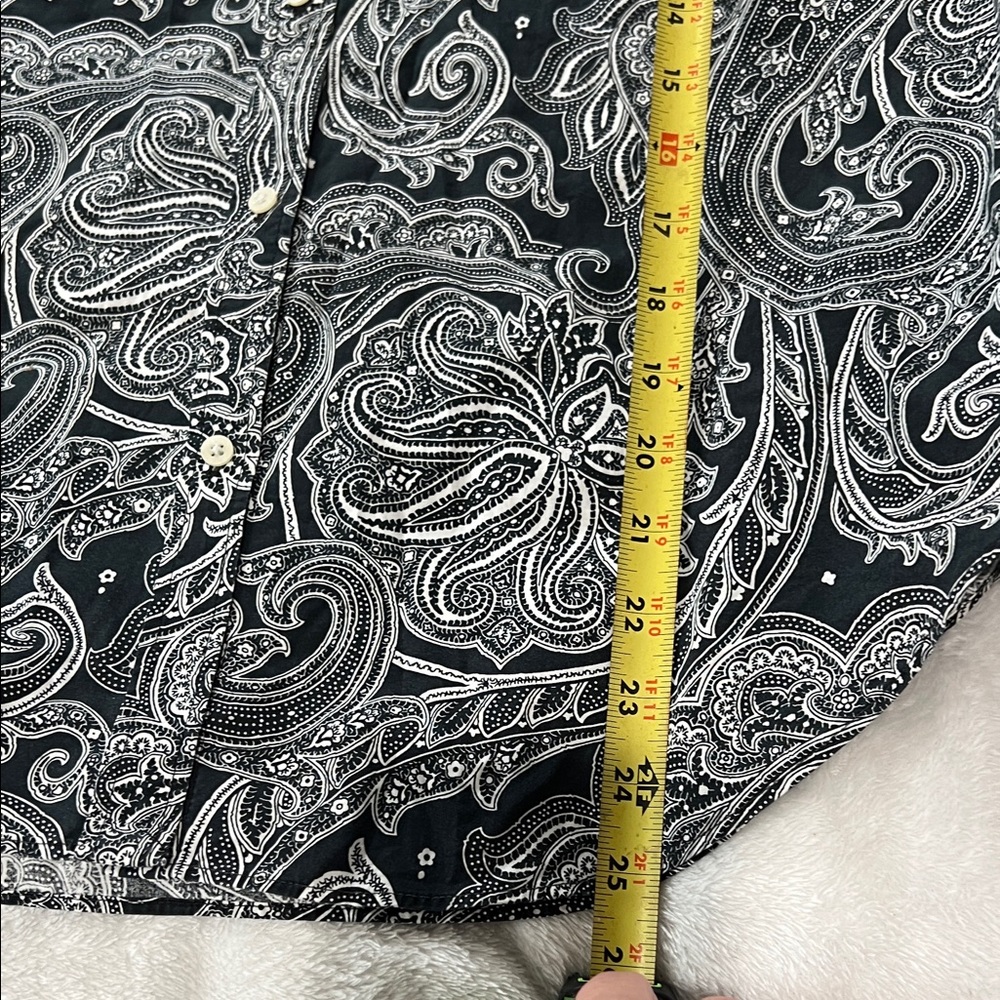 Ralph Lauren Black and White Paisley Button Down Shirt Sz XL - Picture 8 of 9